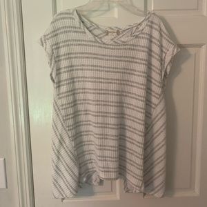 Grey and white open back top